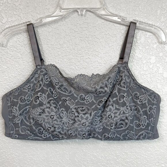 Olga Pretty Lace Cami Bra 42C Gray Floral Full Coverage Underwire Softcore - Picture 3 of 7